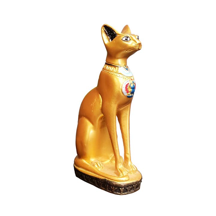 Bastet Cat Golden Small - 4.5" - Egyptian Goddess for wholesale by Discoveries, Inc.
