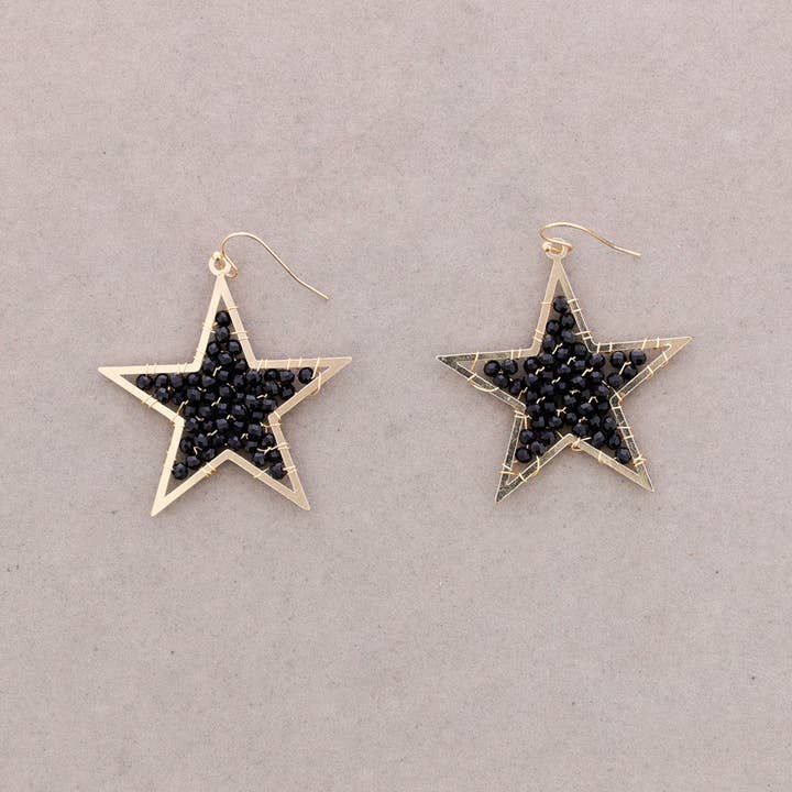 Sonata - Wholesale Snap Jewelry - Star Earrings Metal Faceted Crystals