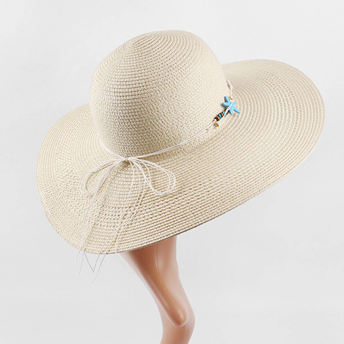 ACCITY - Wholesale Straw Hat - Women's - SUNSHADE STARFISH DECORATED DOME STRAW HAT_CWAH11953