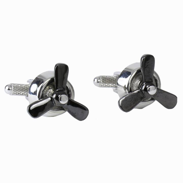 Boutons de manchette Propeller noirs pour la vente par Cufflinks Depot