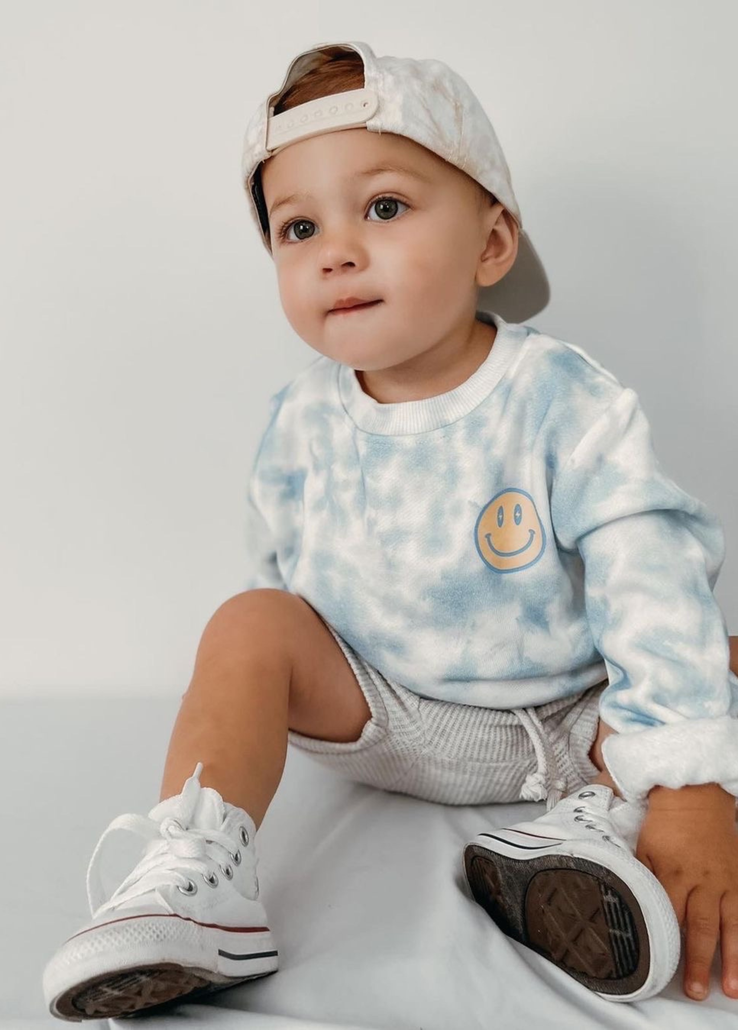 Little Trouble - Wholesale Sweatshirt - Kids - Blue Sky Tie Dye Crewneck0