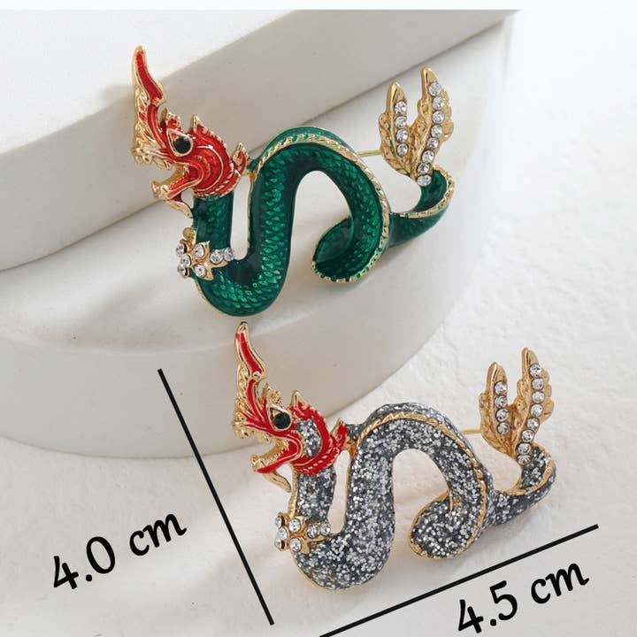 Ole - Wholesale Brooch - Majestic Alloy Dragon Brooch PA5433