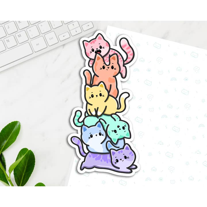 Autocollant long pastel pour chats pour la vente par FunUsual Suspects