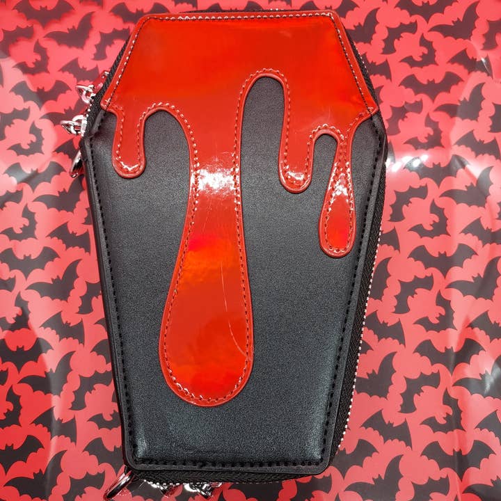 CatHead Pins - Wholesale Wallet - Women's - Red Coffin Drip Wallet Clutch Gothic Goth Vampire
