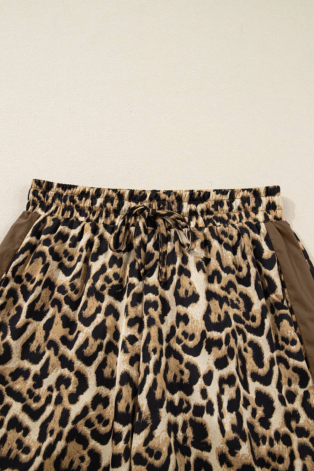 Brown Leopard Collared 3/4 Sleeve Shirt and Pants Set for wholesale on Faire4