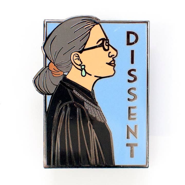Dissent - Ruth Bader Ginsburg - She Series Pin for wholesale by Karen Hallion Illustration