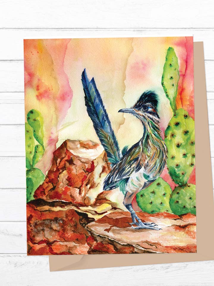 Rainbow Roadrunner Greeting Card for wholesale by Joshua by Oak