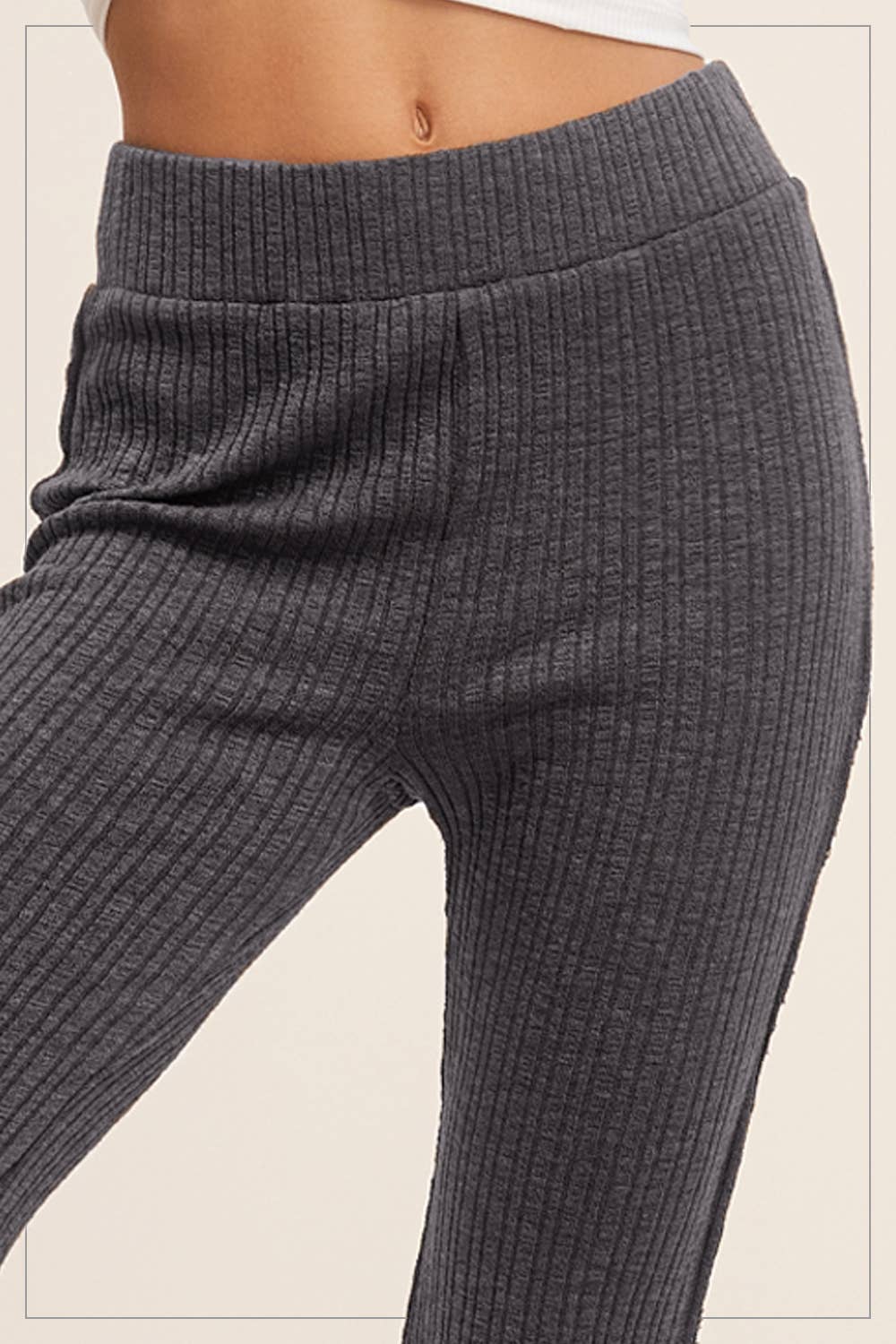 La Miel - Wholesale Lounge Sweatpants/Joggers - Women's - JAP4174-Basic Ribbed Fitted Silhouette Loungewear Pants14