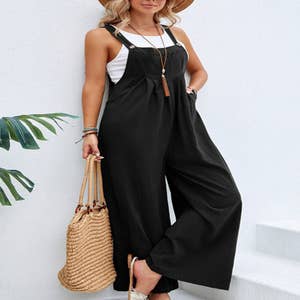 Women's Bags Cargo with Belt Jumpsuit Casual Plus Size Solid Romper ^