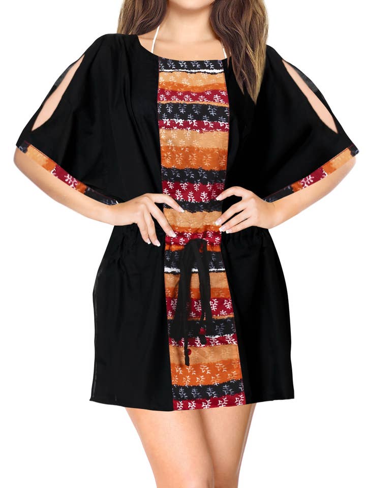 Red AC LA LEELA Women CoverUp Mini Swim Shirt XL-XXL Red-AC534 for wholesale on Faire0