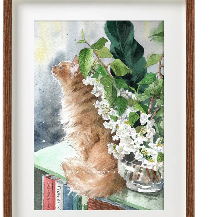 Sit By The Viburnum Flowers | Fine Art Giclée print for wholesale by NananStudio