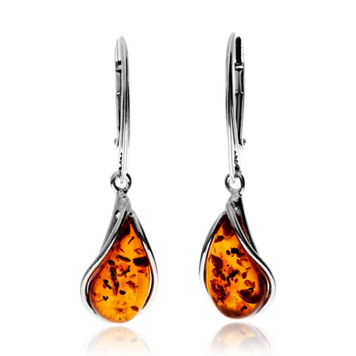 SilverAmber Jewellery - Vendita all'ingrosso Orecchini pendenti - Orecchini a goccia o pendenti moderni in argento Sterling 925 e ambra baltica - G0295