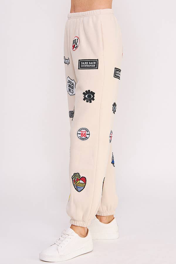 JADE BY JANE – Großhandel Lounge-Trainingshose/-Jogginghose – Damen – Jogginghose mit mehreren Patches und hoher Taille JBJ102214