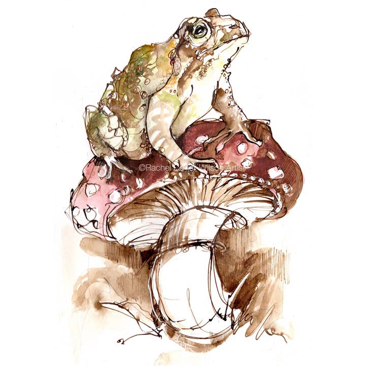 CreativeWithLine - Wholesale Everyday Greeting Card - Toad On A toadstool. Blank art card