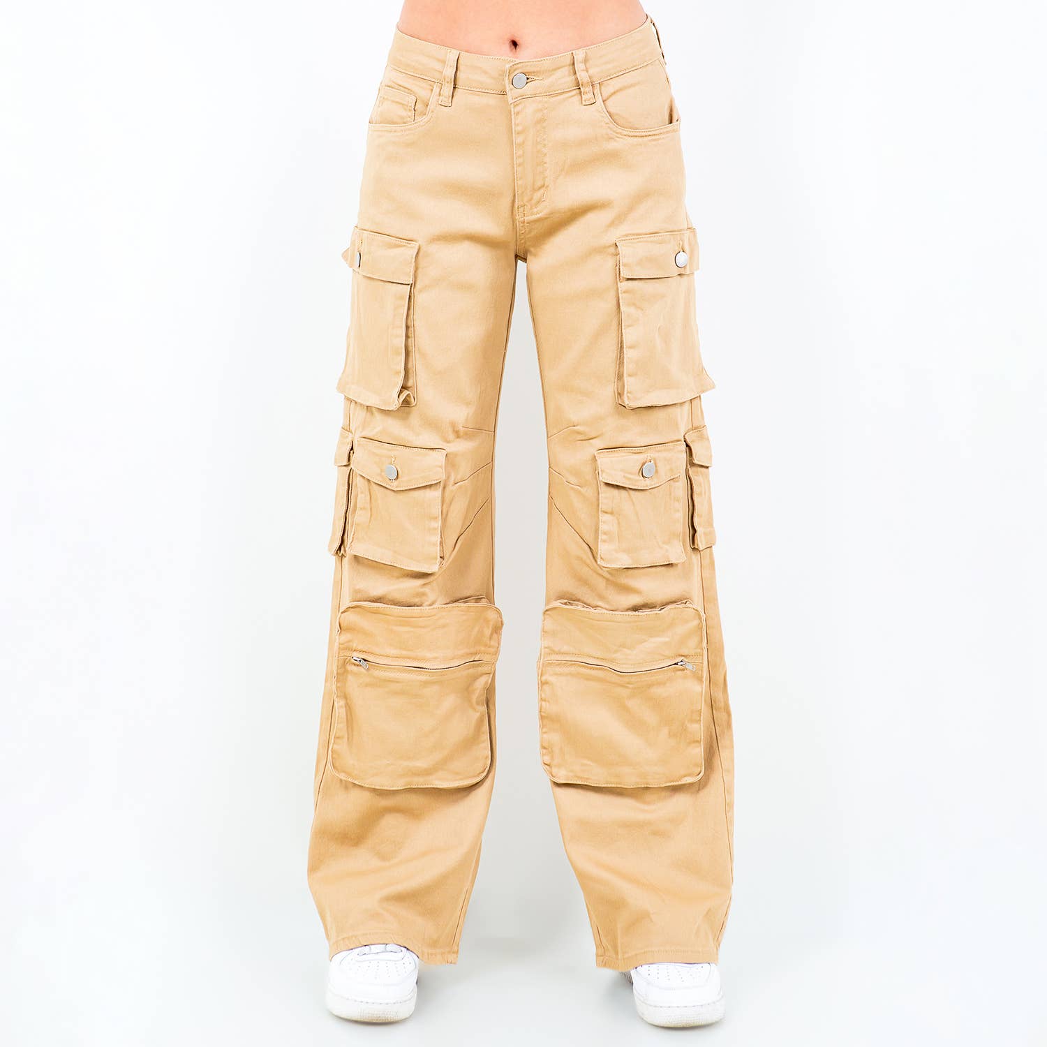 American Bazi - Vente Pantalon – femme - PANTALON TAILLE HAUTE AVEC POCHE À JAMBES LARGES-RJH30589