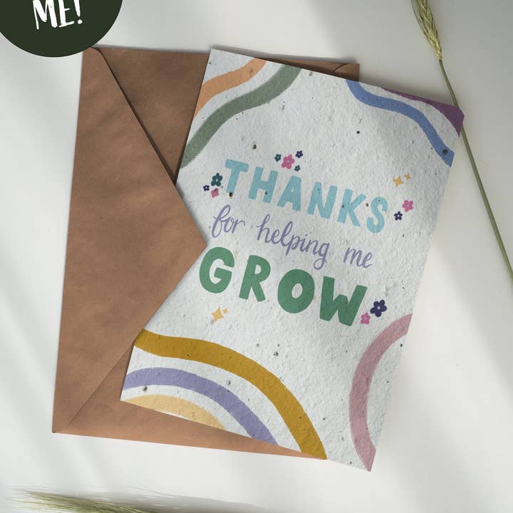 Purcell-Green Studios – wholesale Thank you card – Thanks for Helping Me Grow – Plantable Teacher Card0