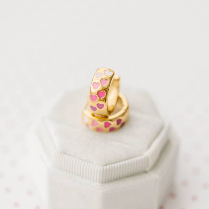 Créoles Ombré Cœur Rose Épais pour la vente par Pierced Co