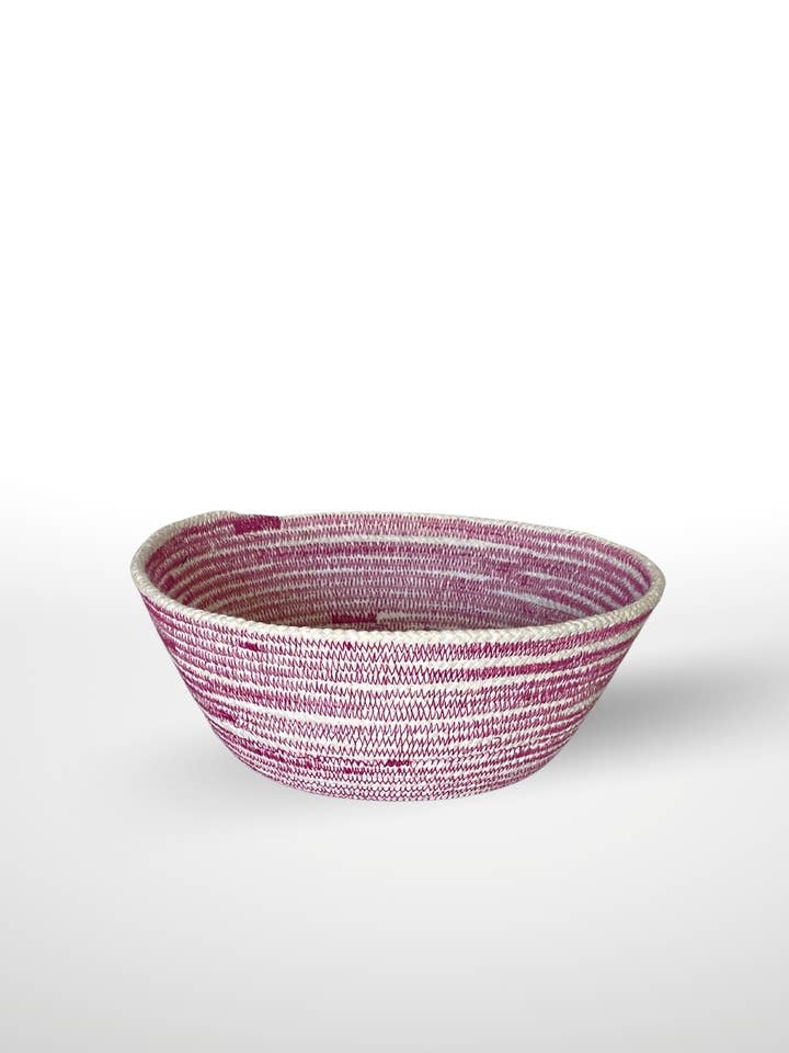 Pink, Natural, Rope, Basket, Bowl, Home Decor, Storage, Cott for wholesale by Bridenbaker Designs