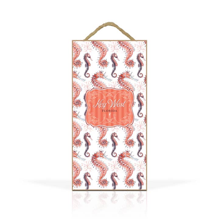 Matrix - Wholesale Plaque - Customizable 5x10" Hanging Wood Plaque: Seahorse Parade