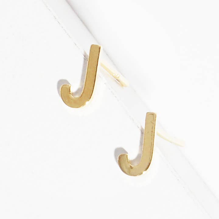 Sensibling Corp. - Wholesale Stud/Post Earrings - Gold Dipped Metal Initial Monogram Stud Earrings8