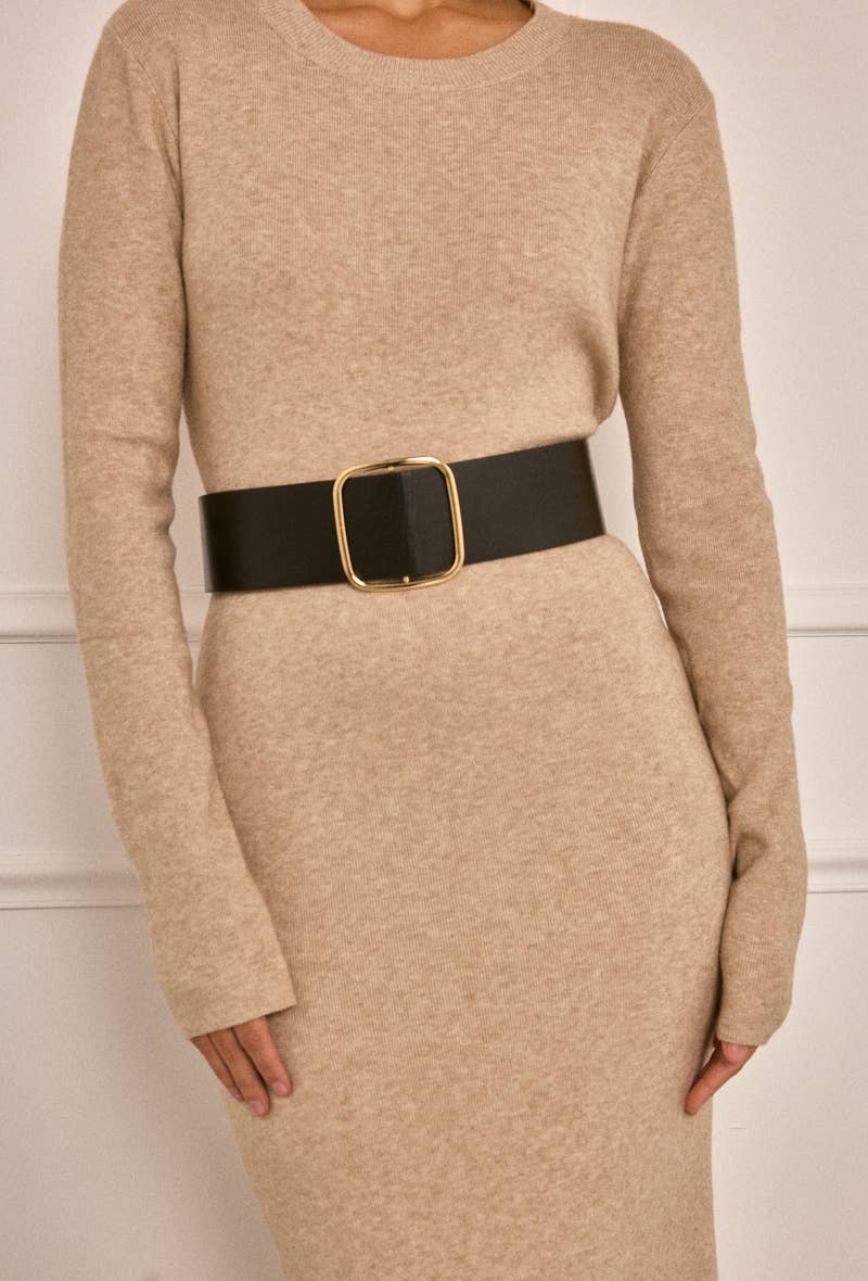 Black Wide faux leather belt CT31 for wholesale on Faire2