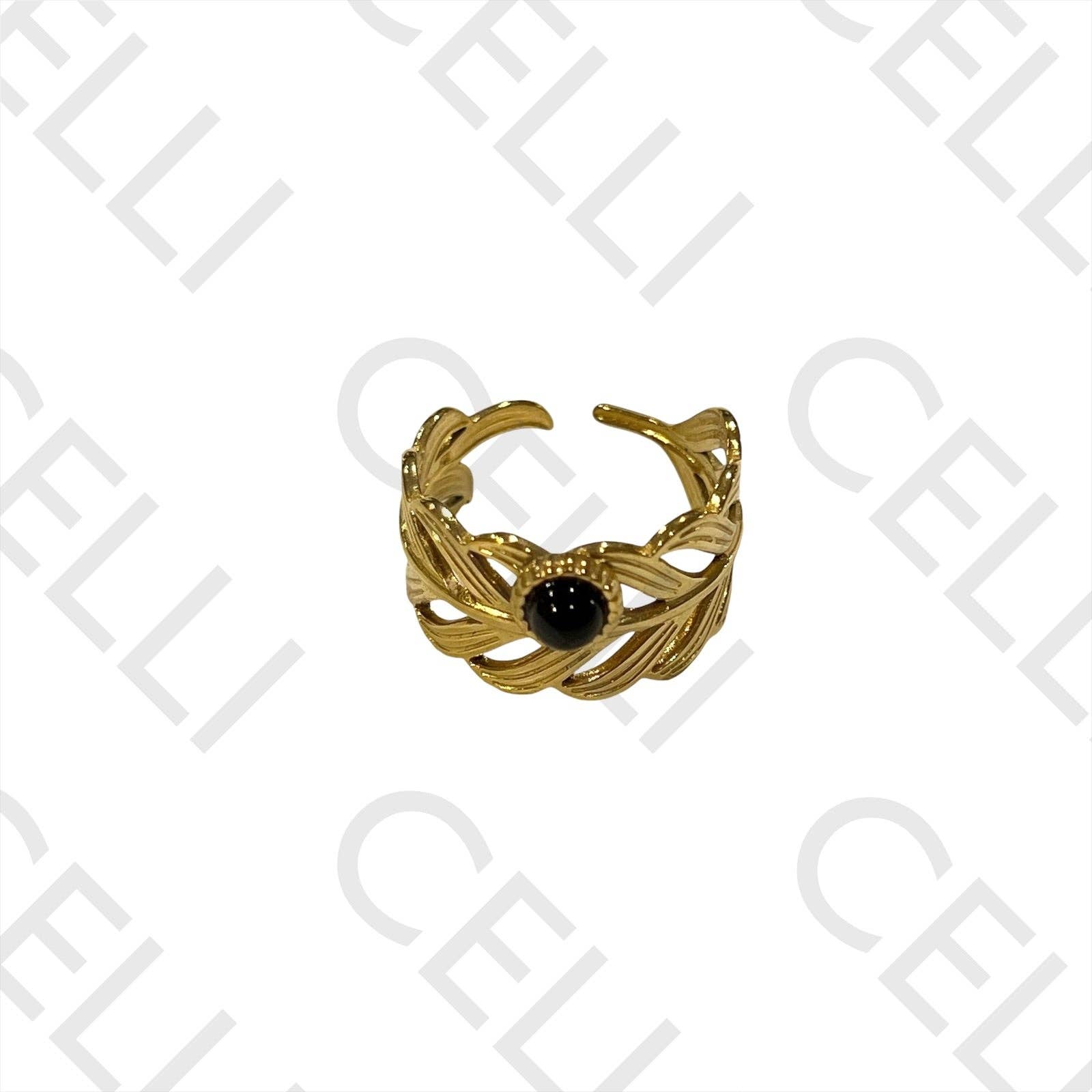 Celli Biju - Wholesale Band/Stacked Ring - Steel Ring - sheet with natural stone2