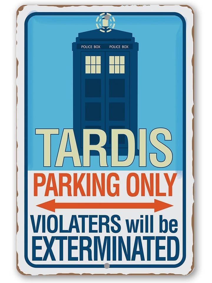 Tardis Parking Only - Metal Sign for wholesale by Lone Star Art Metal Signs
