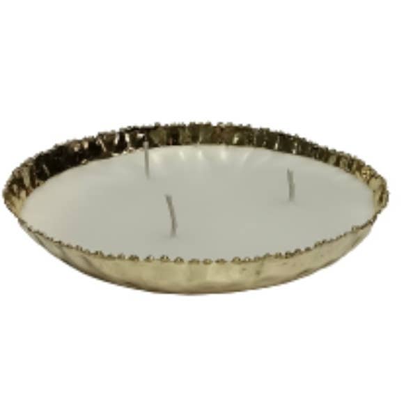 Indriya Home - Wholesale Votive Candle - Urli shaped Hammered Metal Holiday Candle – Gold & Silver2