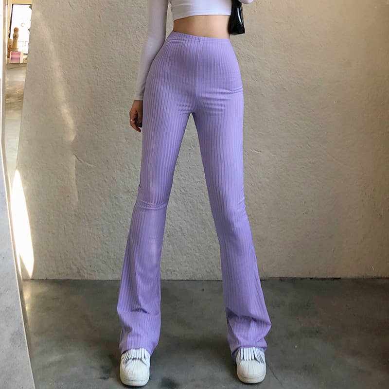 HIDDENBRAND - Wholesale Pants - Women's - High Waisted Stretch Flare Pants Athletic Casual Pants11