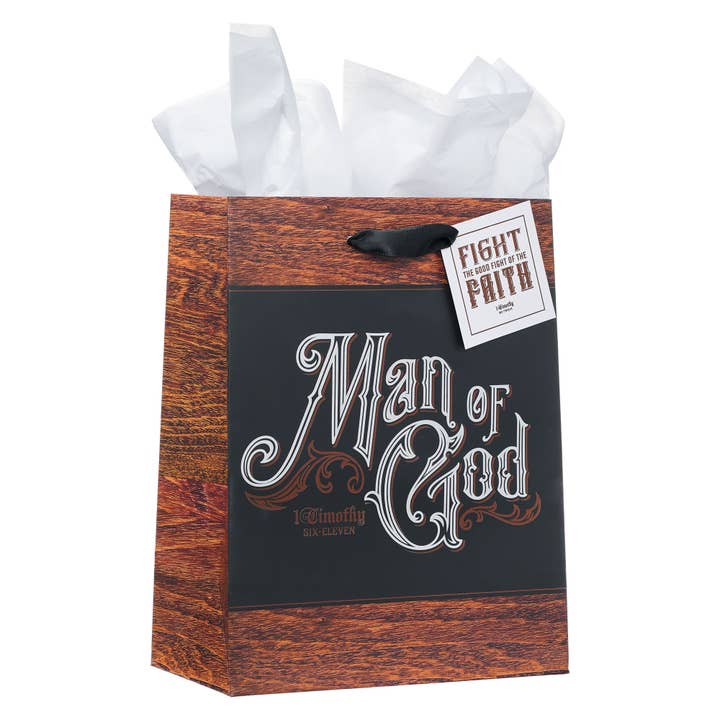 Christian Art Gifts - Wholesale Gift Bag - Gift Bag MD Man of God 1 Tim. 6:11
