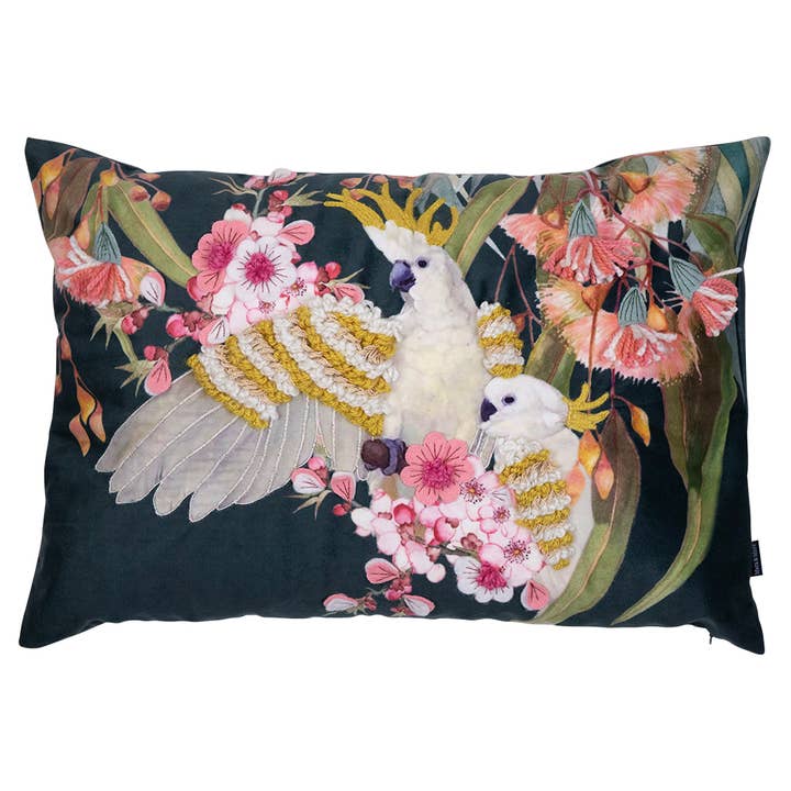 cojín medio hecho a mano fleury cacatúas 30x50cm para venta al por mayor de Mars & More - Brand of B Living