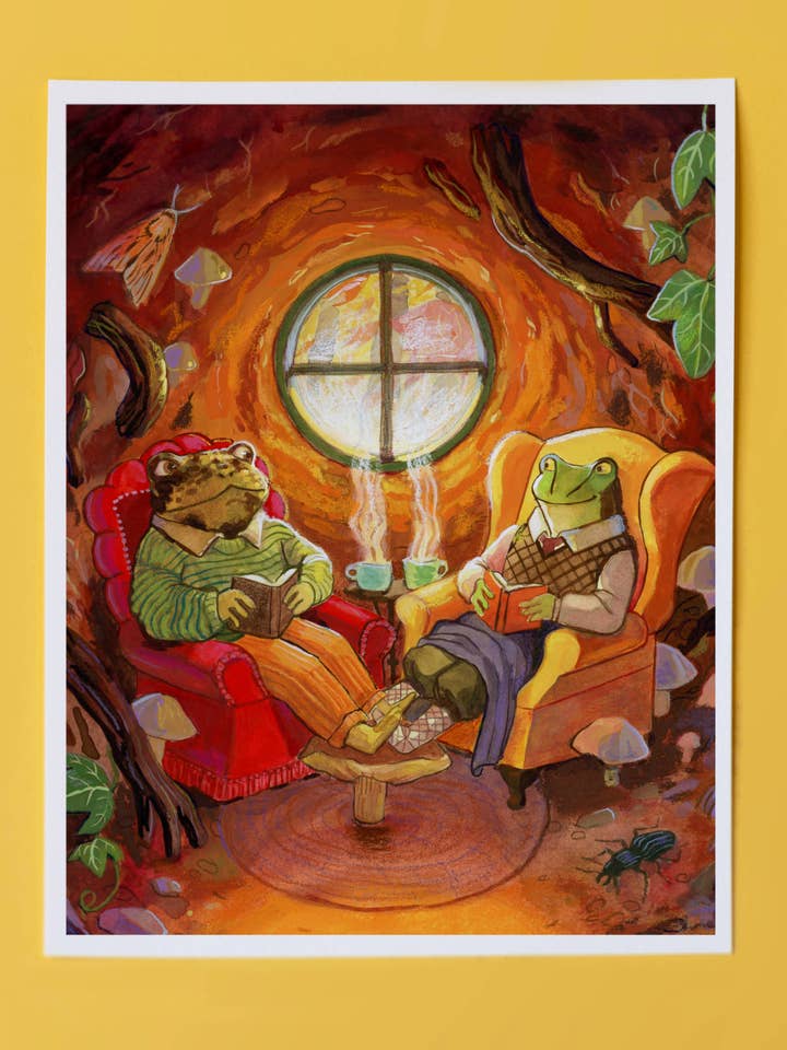 Frog and Toad Cozy at Home | Art Print for wholesale by Suzi Spooner Illustration