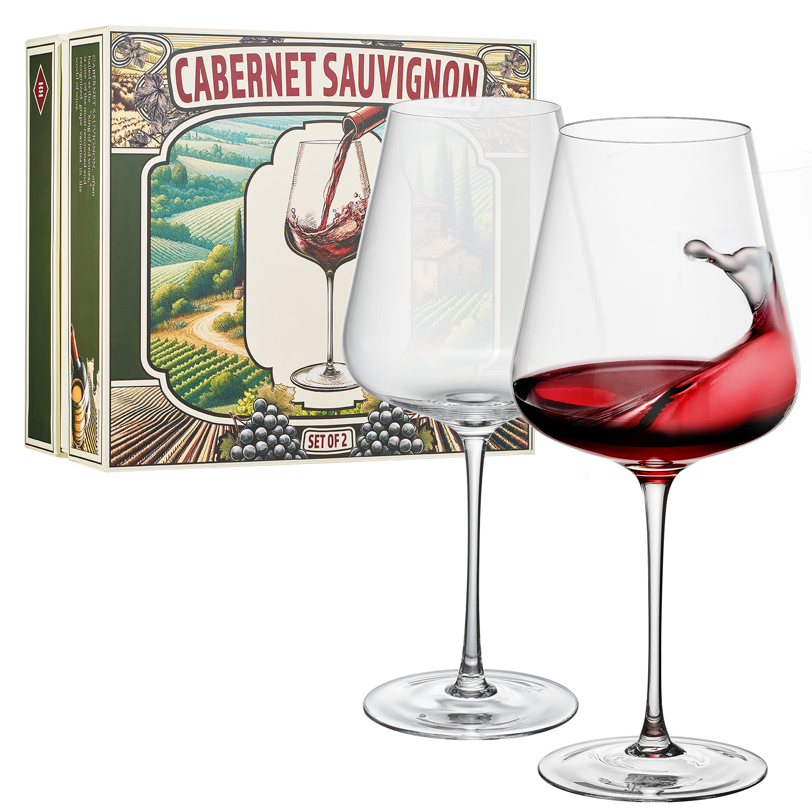 The Wine Savant /  Khen Glassware - Wholesale Wine Glass - Cabernet Sauvignon Crystal Wine Glass | Set of 2 | 25 OZ3