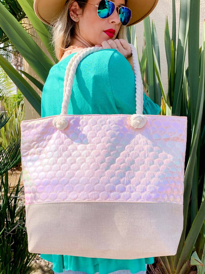 Hologram Beach ToteBag with Comfy Rope Handle and Zipper for wholesale by AMOLI