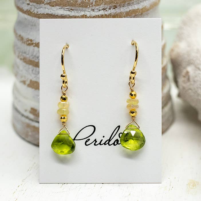 Susan Roberts Jewelry - Wholesale Dangle Earrings - Peridot & Opal Raindrop Earrings0