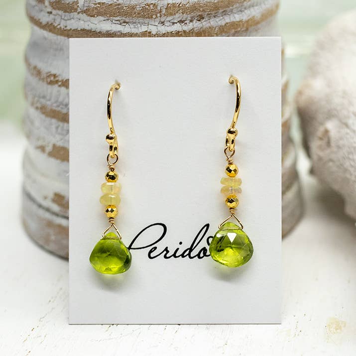 Peridot & Opal Raindrop Earrings for wholesale by Susan Roberts Jewelry