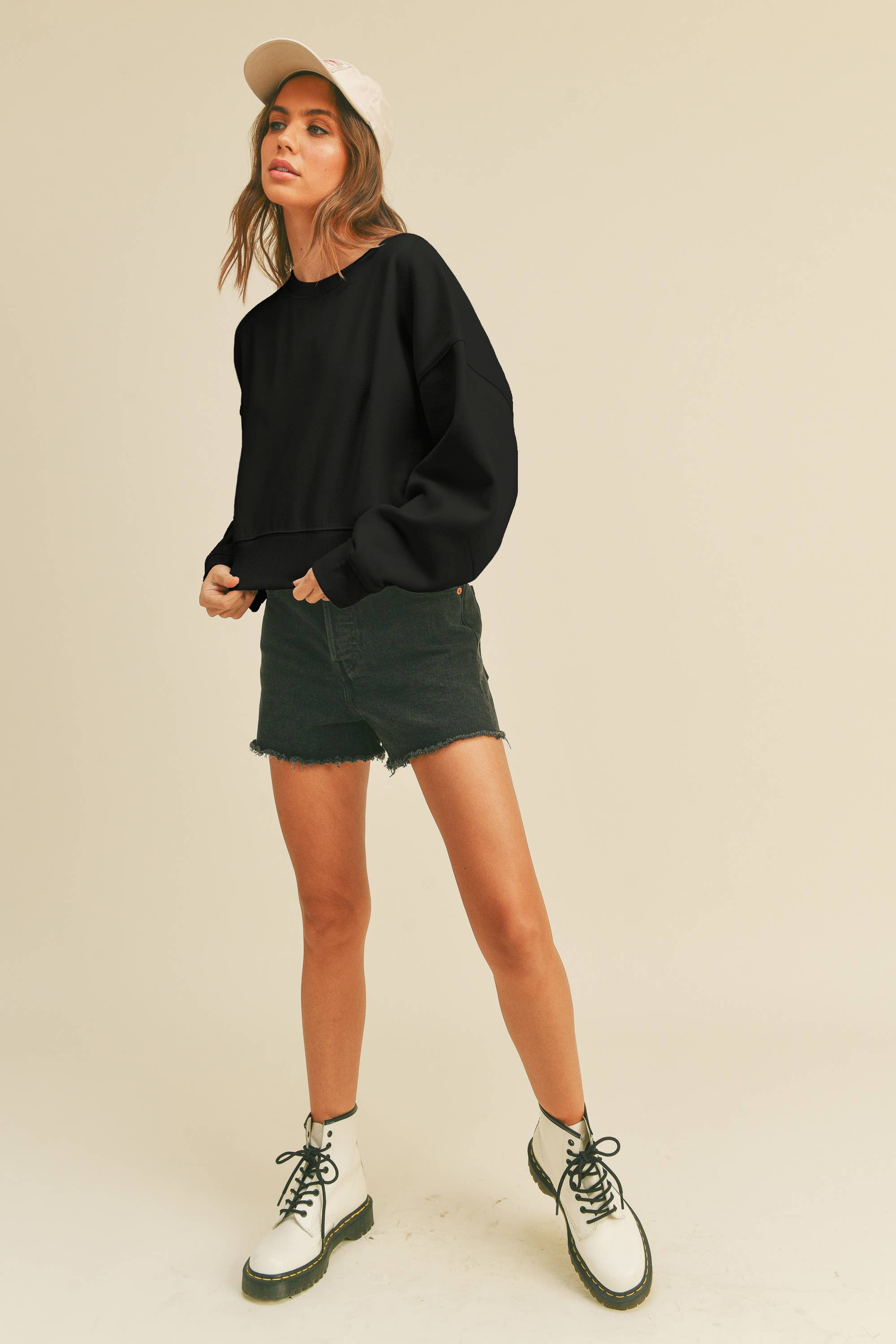 Honestee - Wholesale Sweatshirt - Women's - Blank Short Cropped Long Sleeve Sweatshirt17