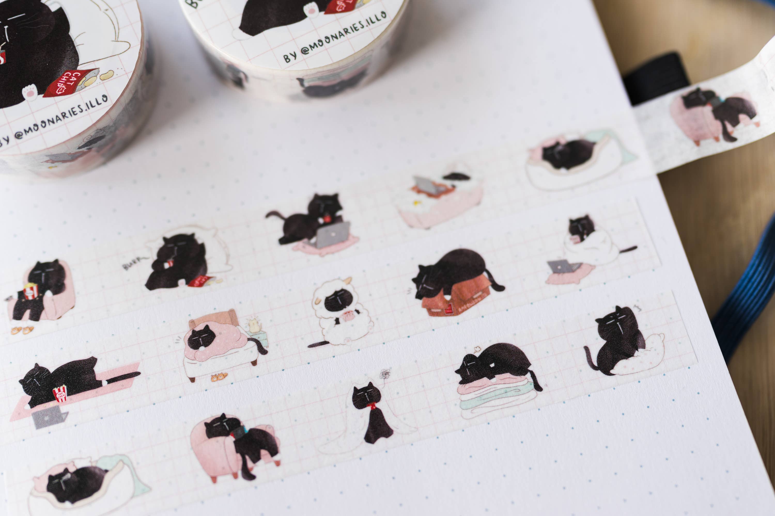 Moonaries illo - Wholesale Washi Tape - I am not lazy... funny black cat washi tape1