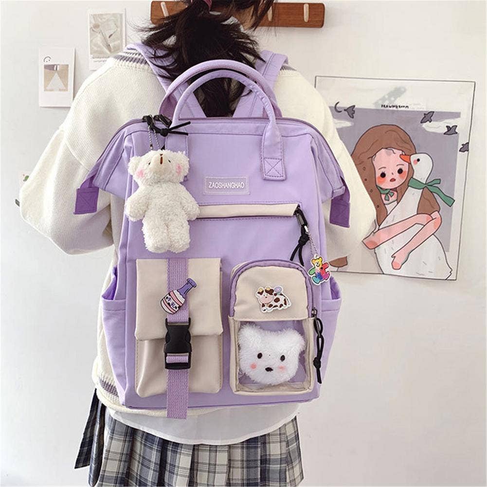 2021 Preppy Purple Backpack Women Waterproof Candy Colors Backpacks Fancy High School Bags for Teenage Girl Cute Travel Rucksack for wholesale on Faire4