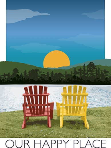 Adirondack Chair Scene – Happy Place for wholesale by LOST DOG art & frame