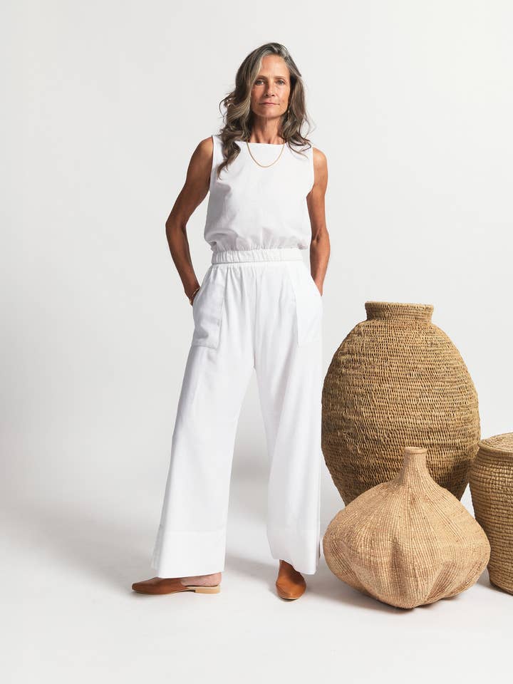 Oshun Pants | Relaxed Fit Wide Length Pants | White for wholesale by Sitting Pretty