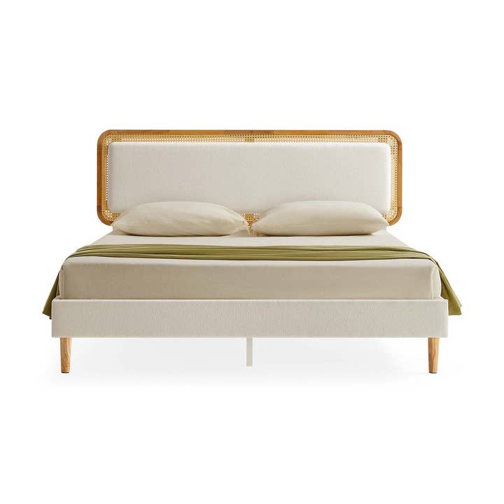 Greenwestons BOHOVEN Kollektion - Queensize-Bettgestell mit verstellbarem Kopfteil und Rattan-Optik für den Großhandel von Greenwestons