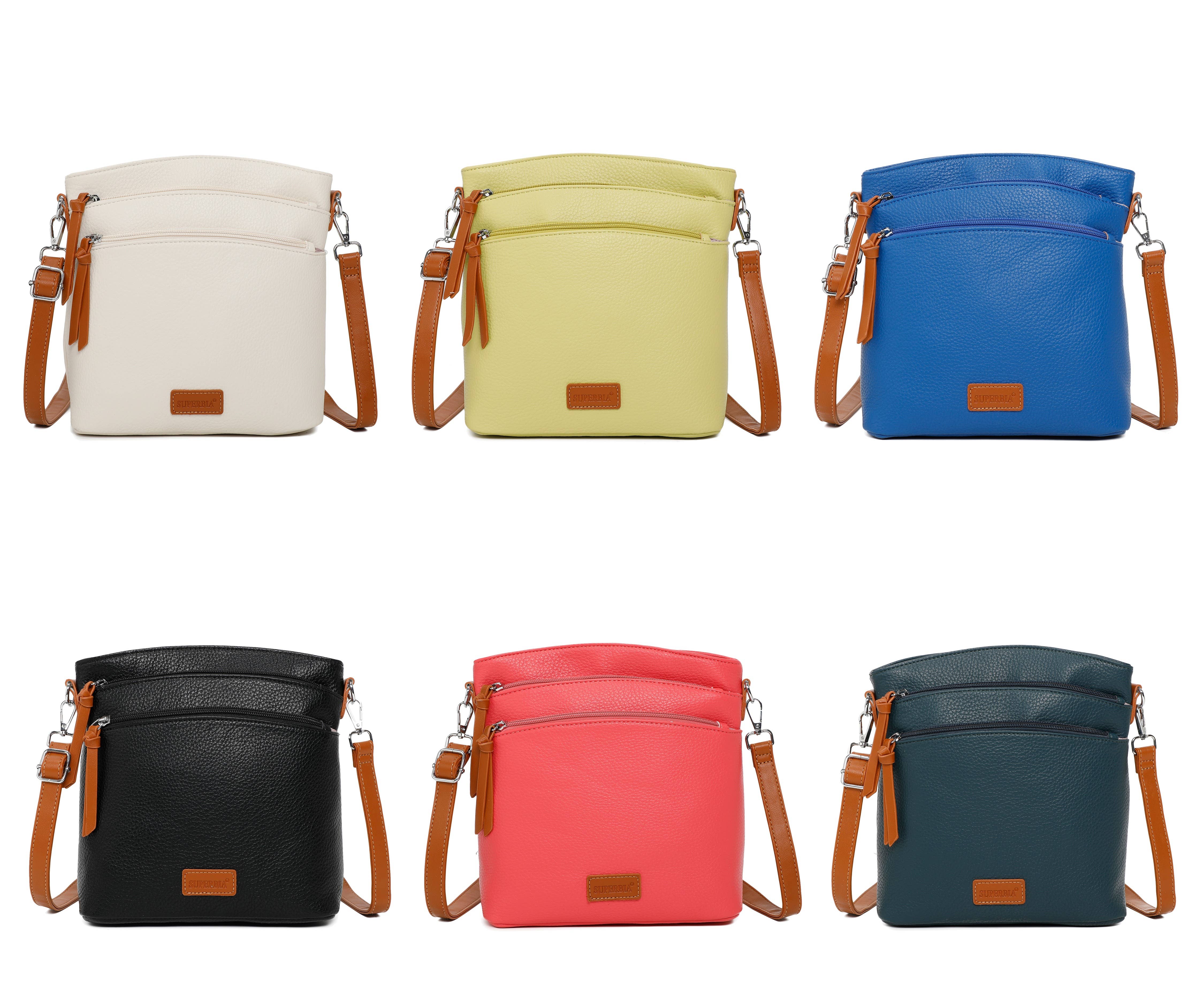 Superbia - Wholesale Crossbodytas - Dames - Superbia 3 Rits Tweekleurige Schoudertas met Zilverkleurige Hardware11