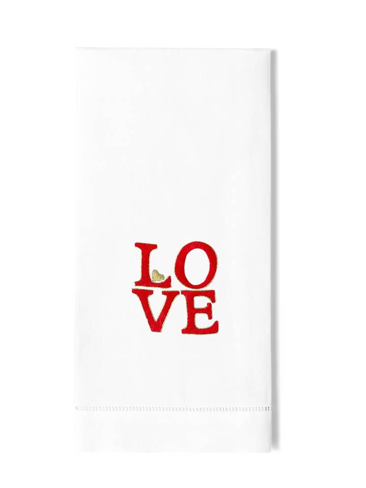 Love Square Hand Towel for wholesale by Henry Handwork