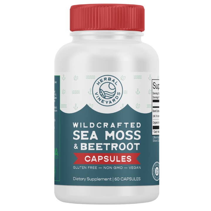 Organic Sea Moss & Beet Root Capsules - 60 Count for wholesale by Herbal Vineyards
