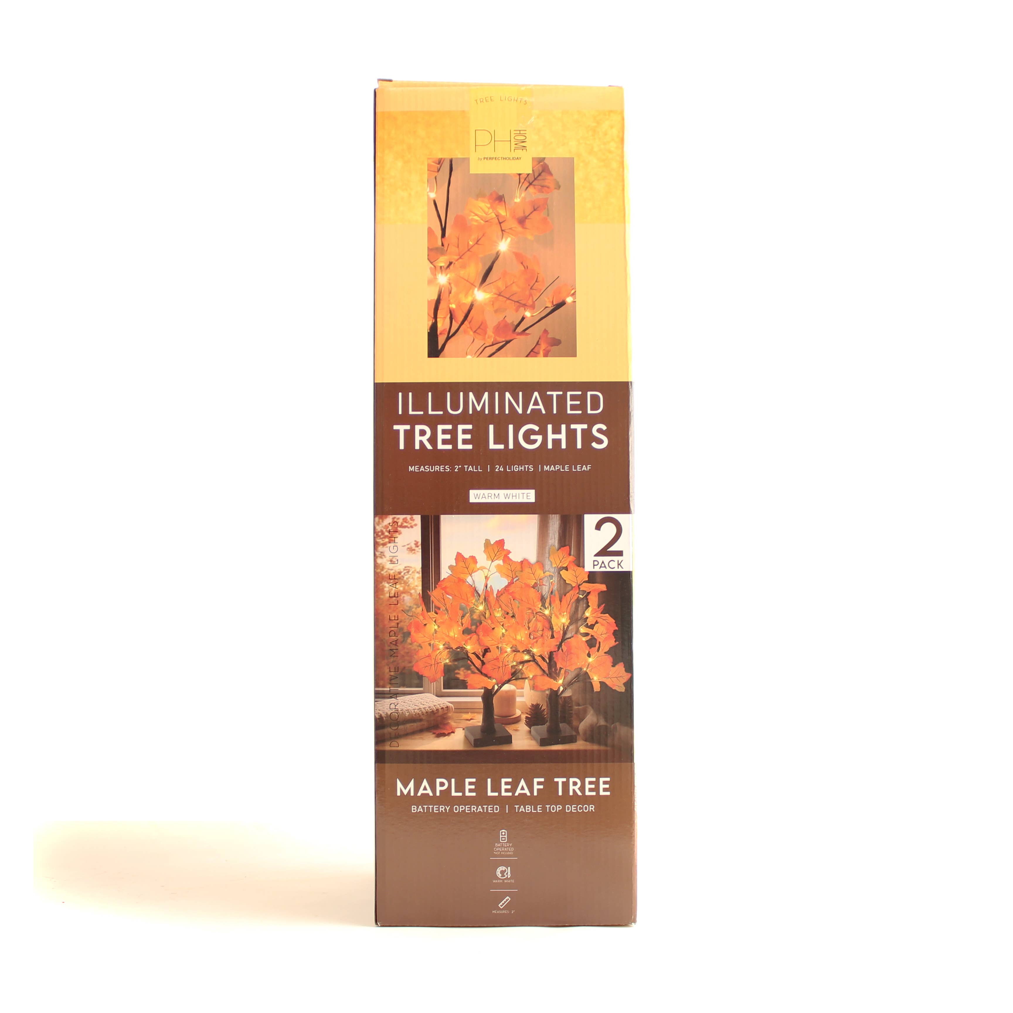 Perfect Holiday – Großhandel Weihnachtsschmuck – 24 LED HERBST-AHORNBLATT-BAUMLEUCHTEN 2*PK, 20 ZOLL HÖHE, BATTERIEBETRIEBEN1
