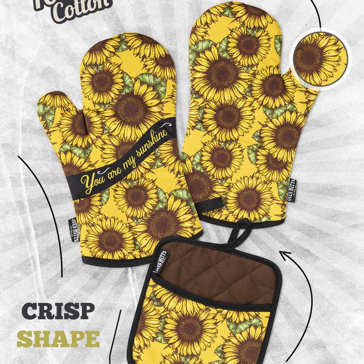 Zapps Clothing - Wholesale Oven Mitt/Pot Holder - Sunflower You Are My Sunshine Oven Mitts And Potholder Set