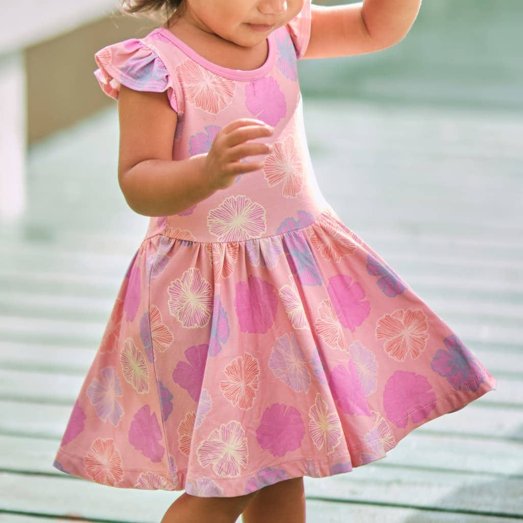Coco Moon - Wholesale Dress - Kids - Seaflower Bamboo Flutter Sleeve Dress2