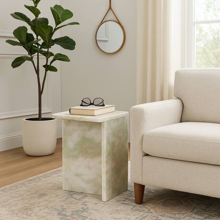 Marble Geometric Square Top End Table - Green, 20 in. for wholesale by Sagebrook Home