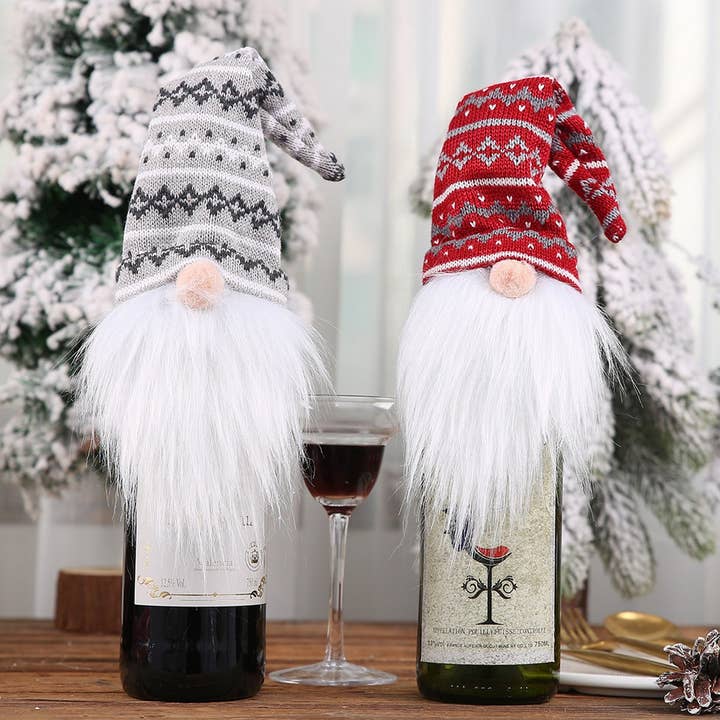 NINEXIS - Wholesale Beanie - Women's - CWMM9411_CHRISTMAS FACELESS DOLL KNITTED WINE BOTTLE HAT6
